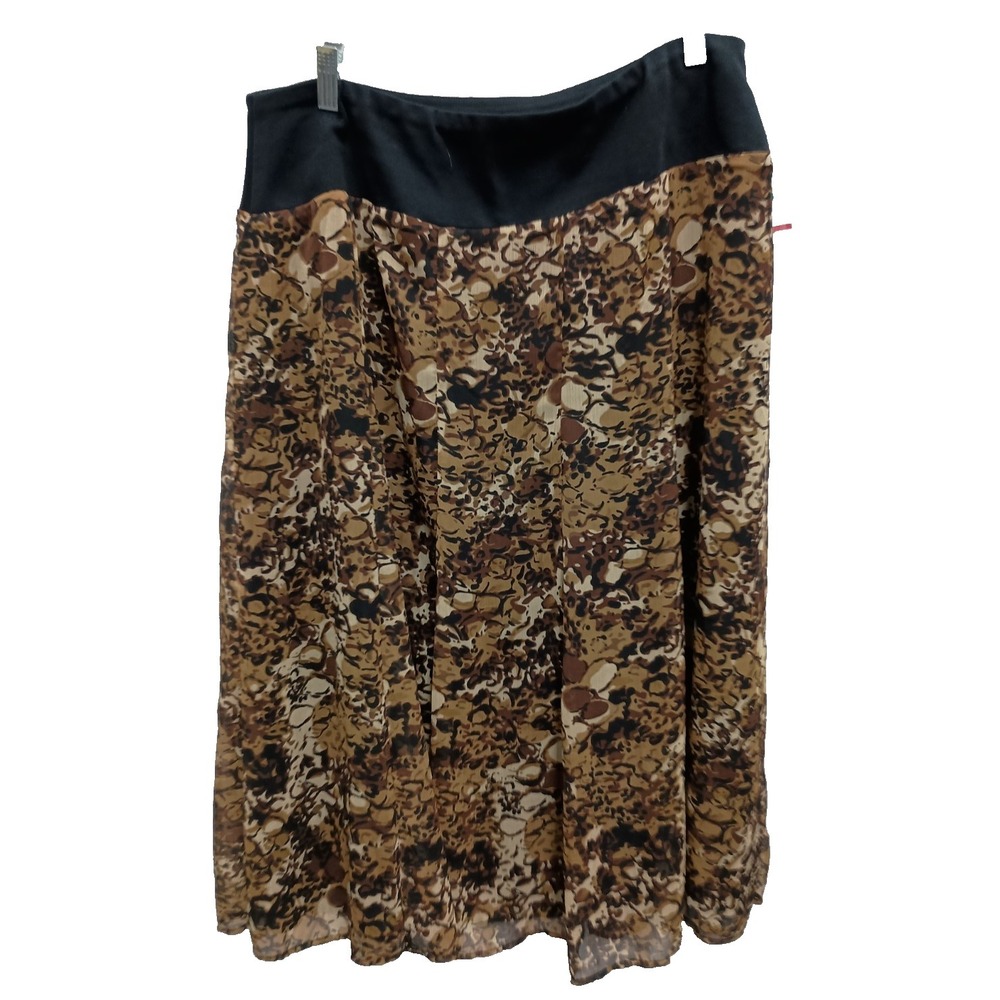 JM Collection Maxi Skirt Womens Size 16 Brown Pebble Animal BOHO Whimsygoth New